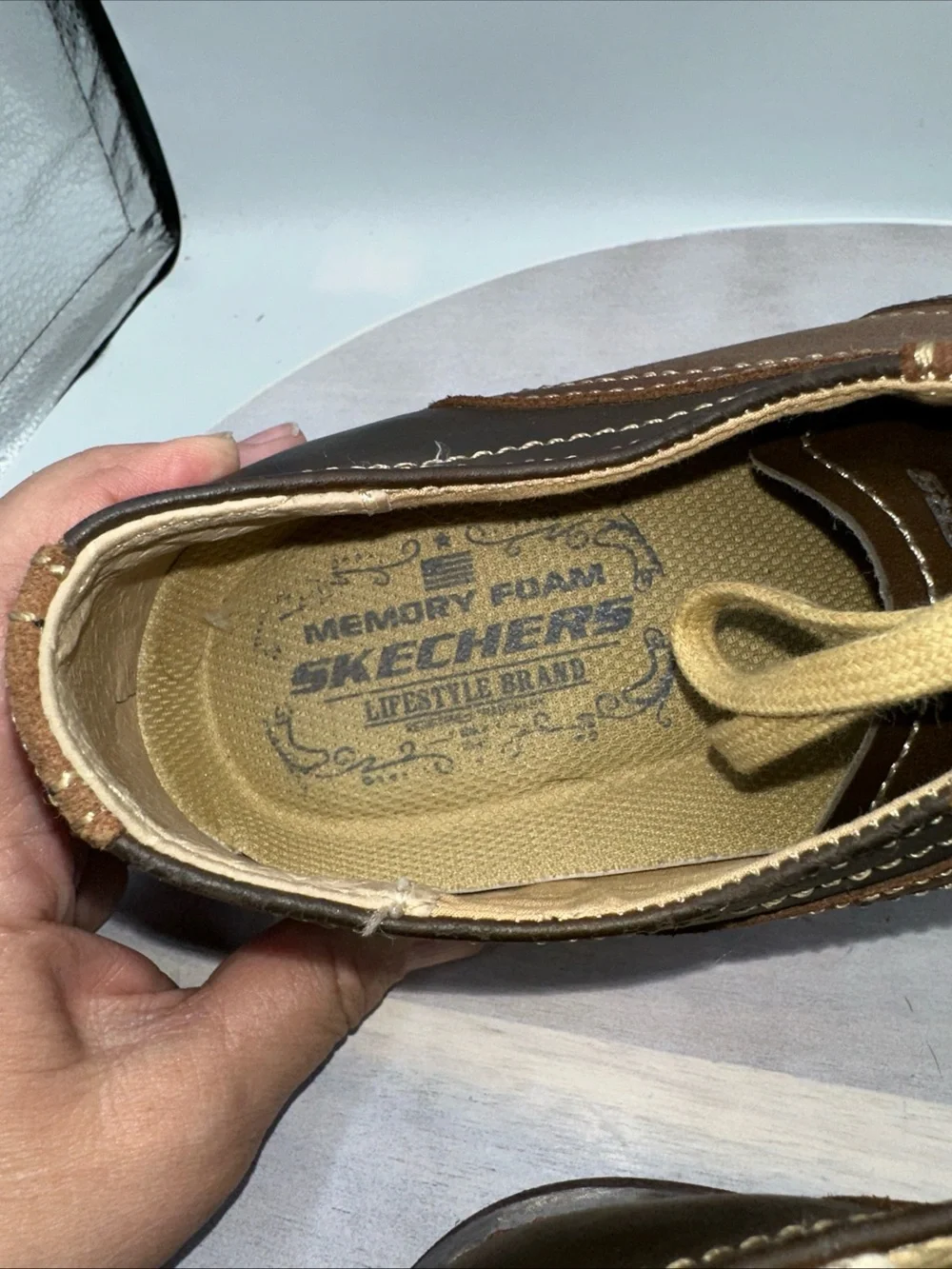 Skechers Two-Tone Brown and Tan Men's Oxford Shoes Hank Memory Foam. #1080